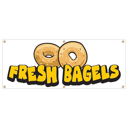 Fresh Bagels Banner Heavy Duty 13 Oz Vinyl With Grommets Single Sided